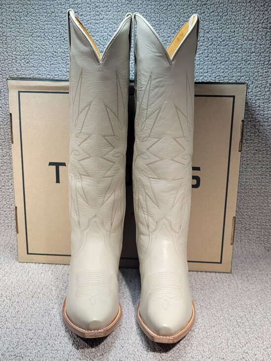 Tecovas Shoes - Tecovas The Loretta Women's US Size 8.5B Cream Cowhide Leather Cowgirl Boots